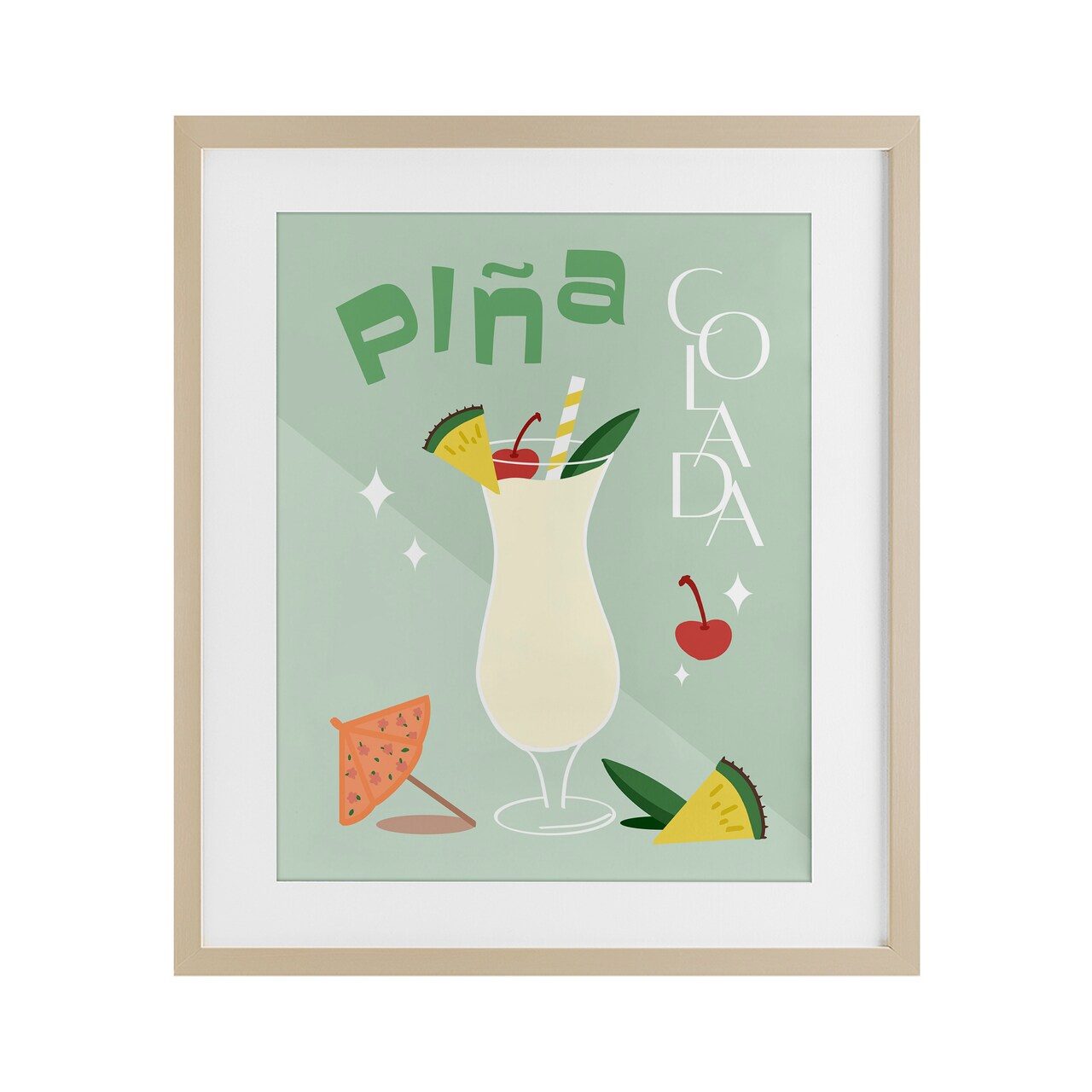 Stupell Industries Pina Colada Minimalism Framed Print Under Glass, design by ANNA QUACH